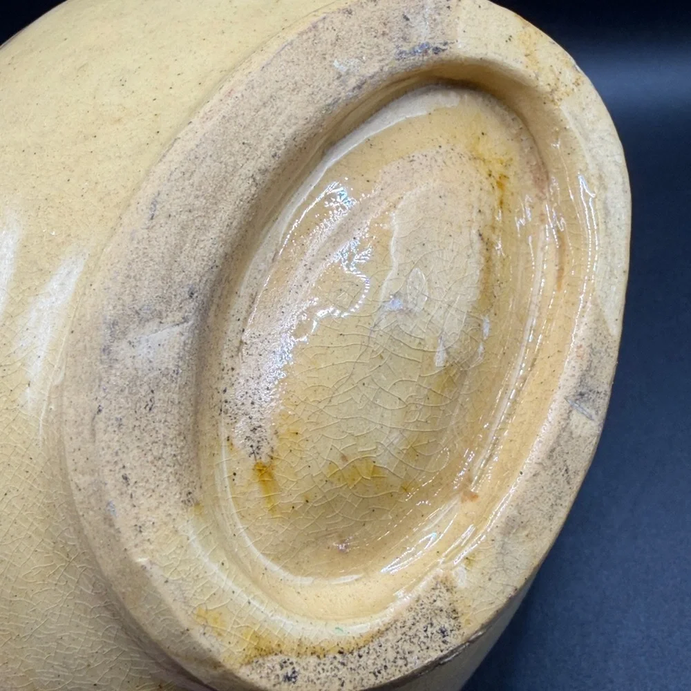 Antique Yellowware Pottery Corn Design Pudding Food Mold Farmhouse Butter Mold